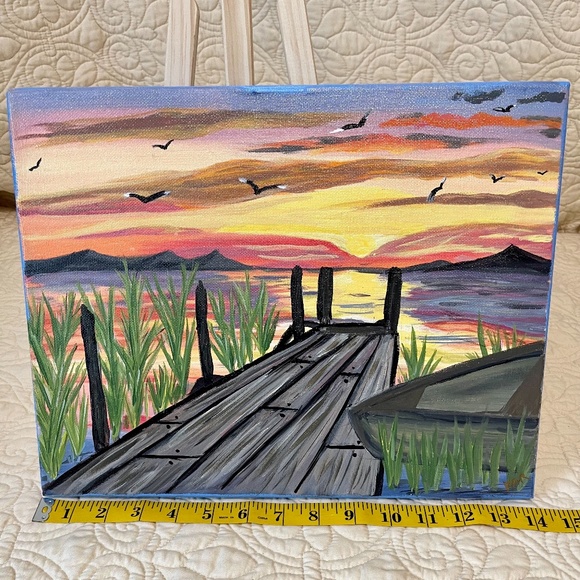 Sunset Pier, 11 x 14, Acrylic Painting - Picture 3 of 5